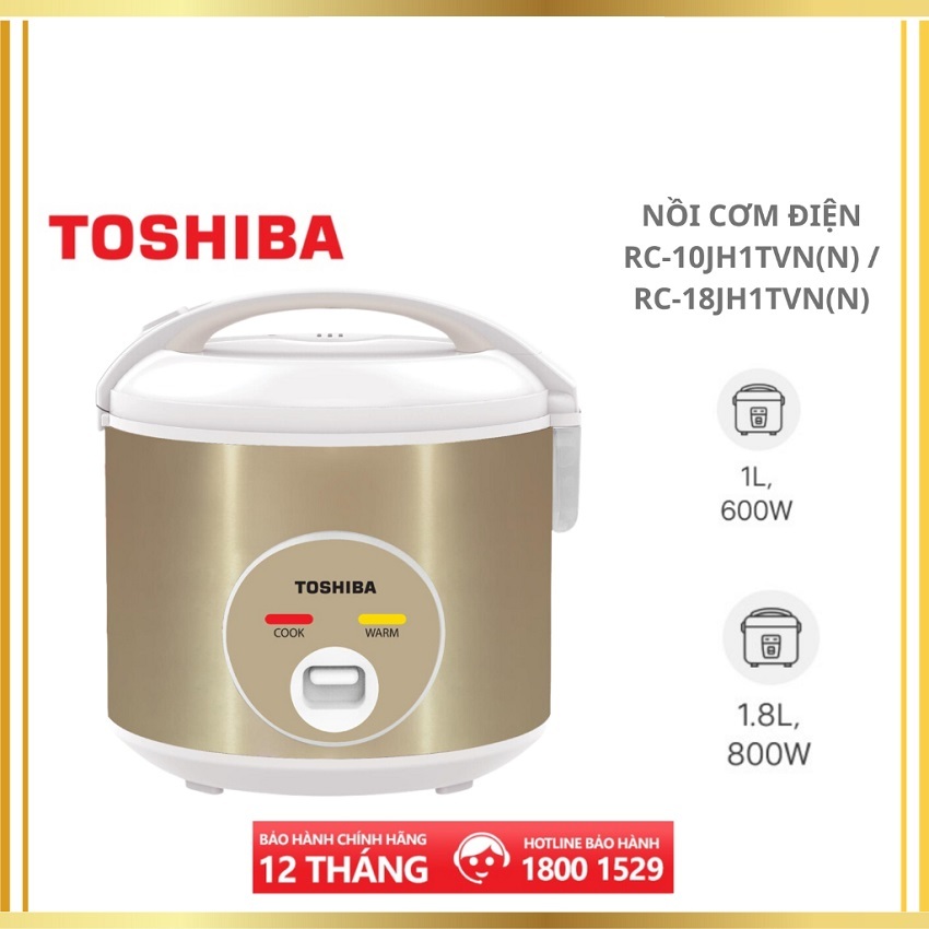 Nồi cơm nắp gài Toshiba 1L / 1.8L RC-10JH1TVN(N) / RC-18JH1TVN(N) - Hàng chính hãng - Bảo hành 12 th