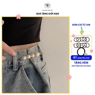 Cài quần Kẹp ngọc trai nhân tạo điều chỉnh cố định lưng quần áo phong cách thời trang Hàn Quốc