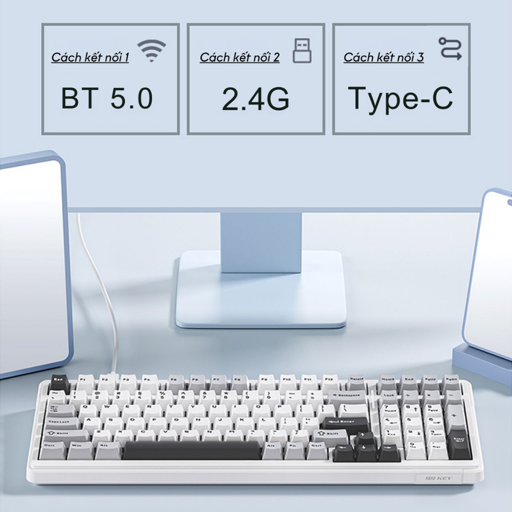Bàn Phím Cơ Không Dây 3 Mode Kết Nối AULA F99 có Hotswap Gasket Mount Keycap PBT LED RGB Pin 8000mAh | BigBuy360 - bigbuy360.vn