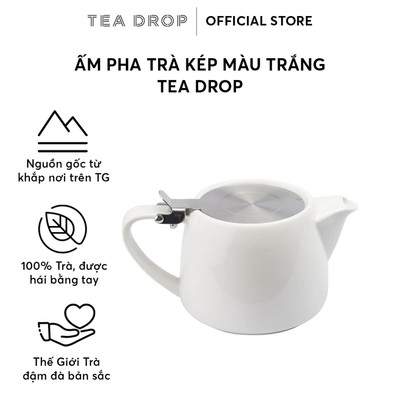 Ấm pha trà kép Tea Drop (Màu trắng)