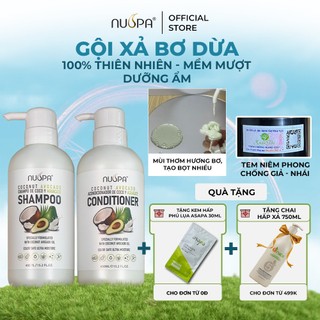 Bộ gội xả chiết xuất bơ dừa dưỡng ẩm tóc mềm mượt NUSPA Coconut Avocado Shampoo/Conditioner 450ml