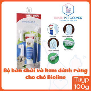 Bộ bàn chải và kem đánh răng cho Chó Bioline