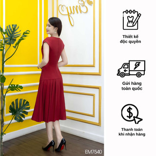 Đầm EMY EM7540 Xoè Đỏ Ply Cổ