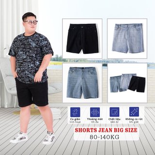 Quần Sooc Jean Big Size Nam 80-140kg AKYOO Vải Jean Co Giãn, Thoải Mái, Bền Màu -SJ DEN CHUN-XANH CHUN