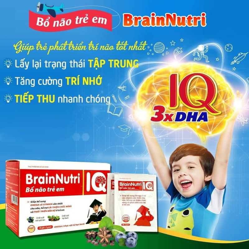 Brain Nutri IQ ( hộp 20 gói ) hỗ trợ phát triển não bộ ở trẻ em