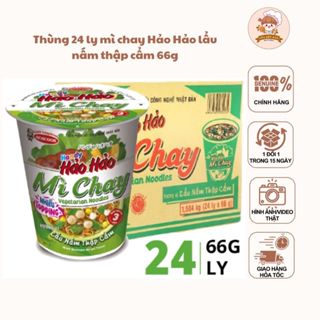 Mì tôm chay Hảo Hảo lẩu nấm thập cẩm thùng 24 ly 66G