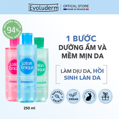 Nước hoa hồng Evoluderm thiên nhiên thuần chay se khít lỗ chân lông, dưỡng ẩm da mịn màng 250ml (QT)