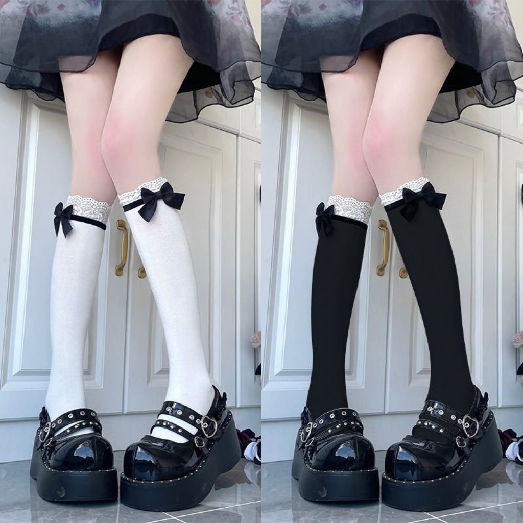 Tất vớ Jengiang có đính nơ ngọt ngào dễ thương làm thon gọn bắp chân JK39