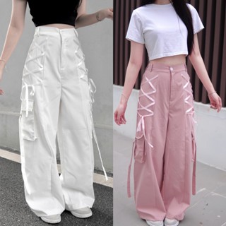 Quần Suông Nữ SARA Gắn Dây Túi Hộp Ống Rộng HipHop Chất Kaki TD072