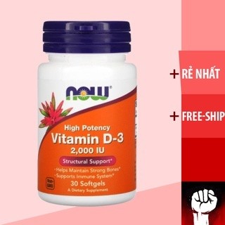 VITAMIN D3 | Now Vitamin D3 2000 IU [120 - 240 viên] | Tăng Sức Đề Kháng - Nhập Mỹ - Muscle Fitness
