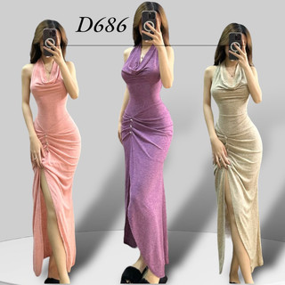 D686 - đầm body cổ đổ xẻ tà cách điệu nút - ngọc lucie