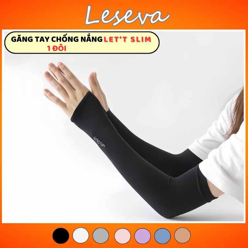 Găng tay chống nắng xỏ ngón Let's Slim (1 đôi ) chất vải siêu dày ngăn tia UV chống nắng mùa hè PK02