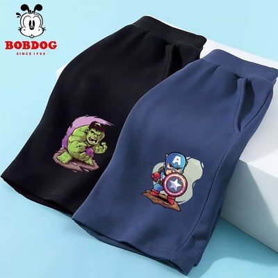 Quần đùi bé trai BOBDOG chất liệu da cá cạp, chun co dãn in hình siêu anh hùng cho bé