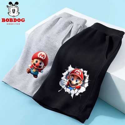 Quần đùi bé trai BOBDOG quần thế thao bé trai chất liệu da cá cạp chun co dãn mềm mại in hình mario