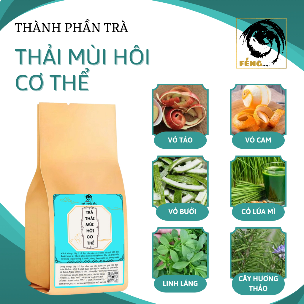 [Detox mùi hôi] Trà detox thải độc mùi hôi cơ thể Fengcha cho người có nhiều mồ hôi, mồ hôi nặng mùi bịch 30 gói lọc