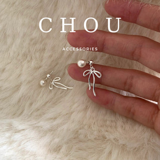  Bông Tai Khuyên Tai Nơ Hạt Ngọc | CHOU ACCESSORIES | 