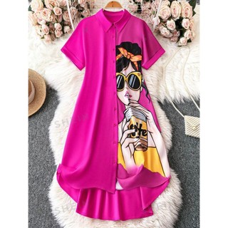 Đầm sơ mi cô gái bigsize thơ lê