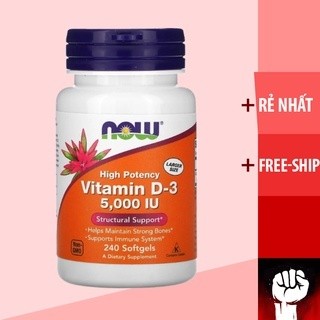 Vitamin D3 | Now Vitamin D3 5000IU [120 - 240 Viên] -  Tăng Sức Đề Kháng  -Chính hãng Muscle Fitness
