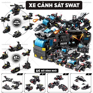 Bộ đồ chơi Xếp Hình Xe Cảnh sát SWAT 900 chi tiết / Lắp ráp mô hình Robot/ Máy bay / Đội đặc nhiệm cho bé sáng tạo