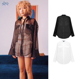 Áo sơ mi oversized xuyên thấu - sheer