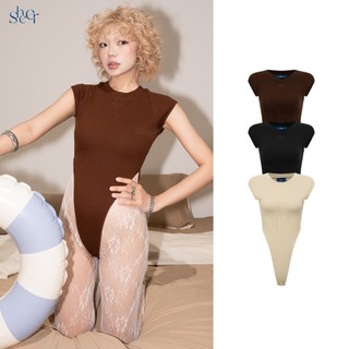 Bodysuit Logo Tay Ngắn Cổ Tròn - Sheer