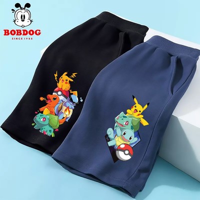 Quần đùi bé trai BOBDOG chất liệu da cá cạp chun co dãn in hình Pokemon cho bé