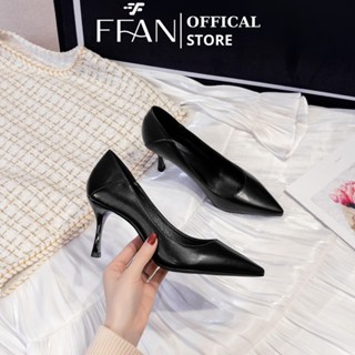 Giày cao gót nữ mũi nhọn gót nhọn [da thật] công sở màu đen 3 5 7 9 phân, da mềm mại big size FFAN STORE