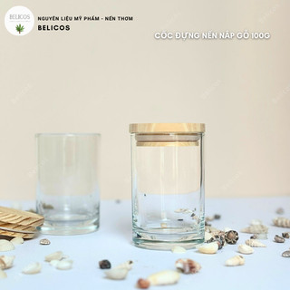 Cốc thuỷ tinh đựng nến 100g nắp gỗ
