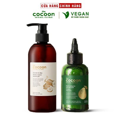 Combo gel tắm bí đao cocoon 310ml + Cải tiến mới - Nước dưỡng tóc tinh dầu bưởi pomelo 140ml