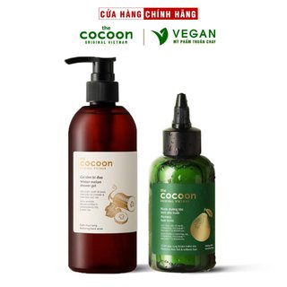 Combo gel tắm bí đao cocoon 310ml + Cải tiến mới - Nước dưỡng tóc tinh dầu bưởi pomelo 140ml