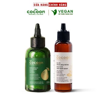 Combo CẢI TIẾN MỚI Nước dưỡng tóc bưởi pomelo COCOON 140ml + Serum sa-chi Phục hồi tóc COCOON 70ml