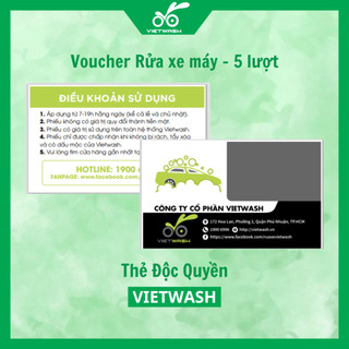 [HCM] Combo Voucher 5-10 lượt Dịch Vụ Rửa Xe Máy - Xe Môtô Vietwash: HSD 3 tháng - 6 tháng