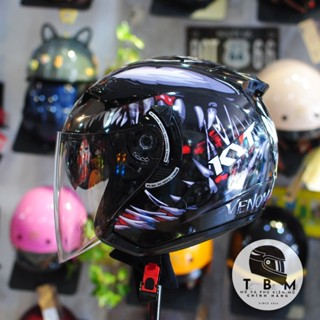 Mũ bảo hiểm 3/4 KLT lên tem KYT VENOM trang bị 2 Kính tiện lợi