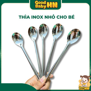 Thìa inox cán dài cho bé ăn dặm, Thìa muỗng sinh tố cà phê inox cán dài - E91