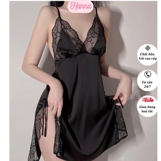 Váy ngủ lụa 2 dây sexy chất liệu lụa latin thoáng mát gợi cảm, quyến rũ freesize <60kg
