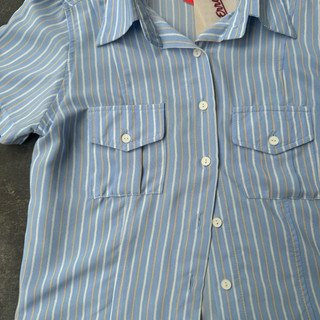 ERRORIST Basic Striped Blue Shirt - Áo sơ mi sọc xanh dáng lửng