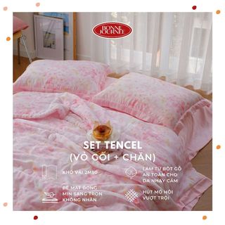 Set 2 món vỏ mền/ mền chần bông + vỏ gối hoạ tiết tencel lụa cao cấp mát lạnh.