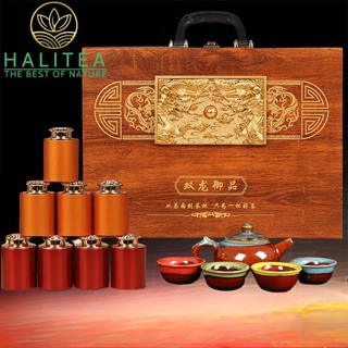 Bộ tam đại danh trà, kim tuấn mi, đại hồng bào, thiết quan âm + bộ ấm thiên mục
