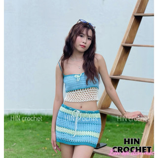 HIN crochet- Set đồ len móc handmade áo hai dây croptop len móc