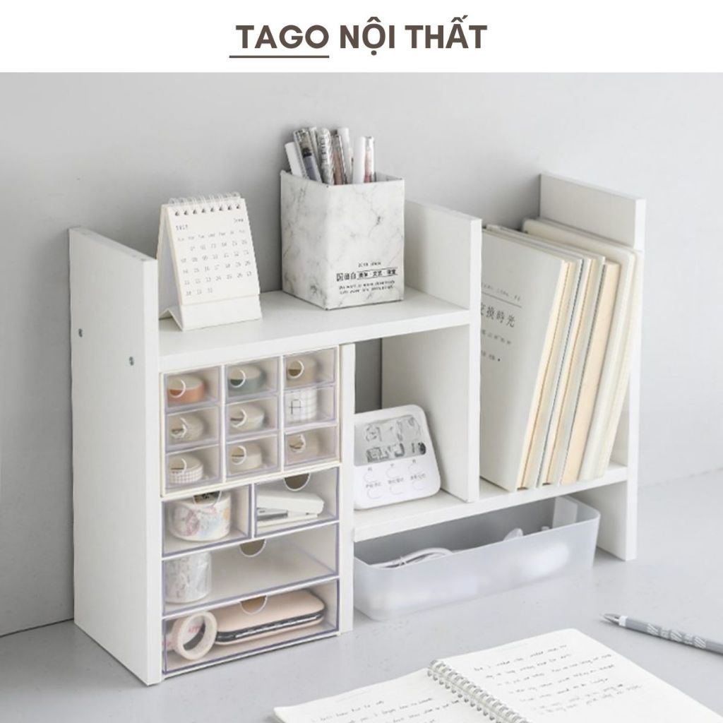 Kệ Sách Gỗ Mini Đa Năng 2 Tầng Dáng Xương Rồng Để Bàn Trang Trí Góc Học Tập Làm Việc ND15