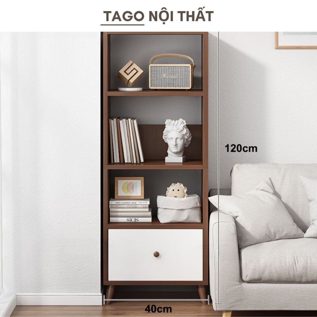 Kệ sách gỗ màu óc chó để sàn FULL HẬU phong cách Bắc Âu nhiều lắp ghép dễ dàng gỗ MDF phủ Melamine | BigBuy360 - bigbuy360.vn