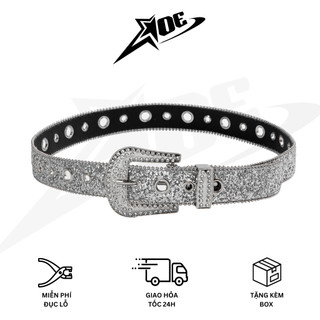 (Có sẵn) AOE STUDIO - Thắt lưng nam nữ da PU Y2K dây nịt cao cấp phối khoen đính màu bạc lấp  phong cách Gothic.
