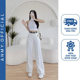 Quần ống suông nữ lưng cao AMY ống rộng dáng suông cạp cao Combo 2 chiếc siêu tôn dáng Q695