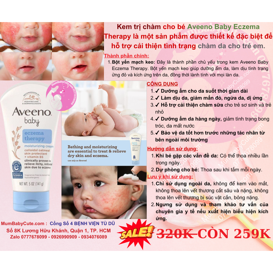 Kem chàm Aveeno Baby Eczema 141gr cho bé