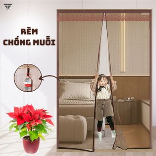 Rèm Lưới Chống Muỗi Đa Năng Dán Tường, Chất Liệu Polyester Chống Cháy, Kích Thước 150x220cm