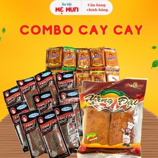 Combo cay cay 1 túi snack hương bò miếng + 1 bịch 60 gói snack dê hằng đại + 10 gói tăm cay đen
