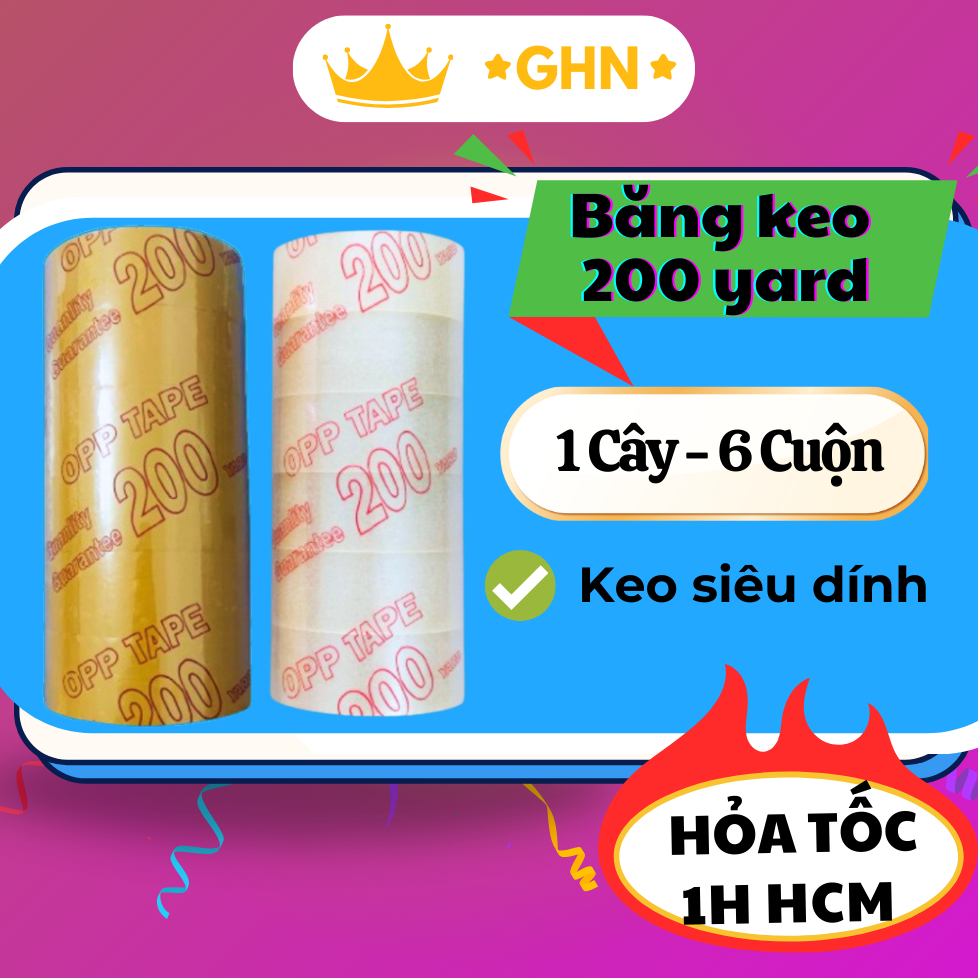 Băng Keo 200Yard,100Yard Lõi Giấy Siêu Mỏng Băng Keo Trong/Đục GHN