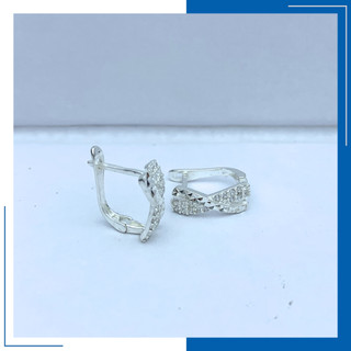 Bông Tai  Bạc 925 Phay Hình Đan Xe Đính Đá Chốt Bật Có Bản Xi Kim Không Cần Kiêng Nước - HVJ - BT4,5232527116