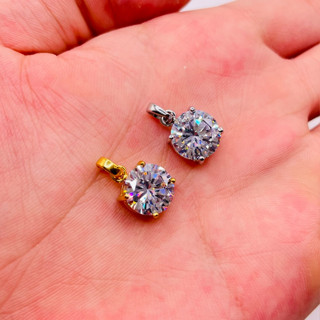  Mặt dây chuyền titan sang trọng đính đá 10 li trơn Mặt charm titan vòng cổ thanh lịch màu vàng hoặc trắng 