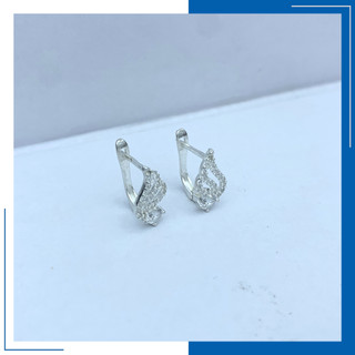 Bông Tai Bạc 925 Đính Đá Hình Cánh Sen Đá Chủ Tròn Chốt Bật Có Bản Xi Kim Không Cần Kiêng Nước - HVJ - BT4,2252730120